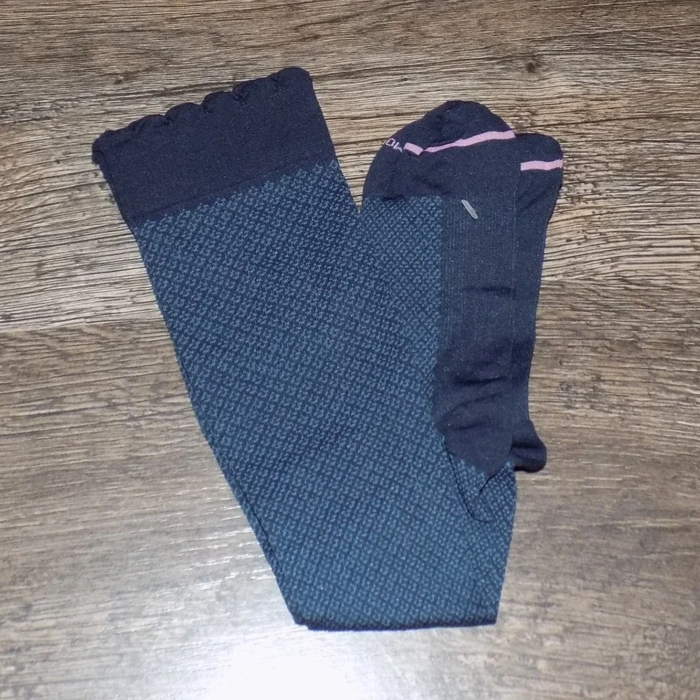Dr. Motion‎ Compression Socks Women OS Navy Blue Good Geometric Knee High